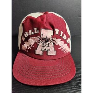 Alabama Crimson Tide Roll Tide Vintage Adjustable Strap Back Hat/ Cap Red/ White